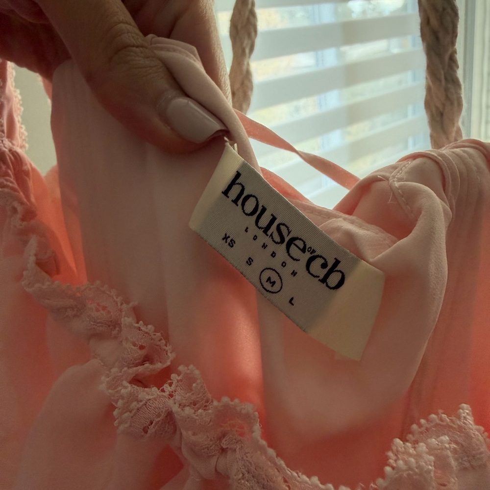 House of CB Syrah soft peach lace back midi dress - Picture 2 of 5